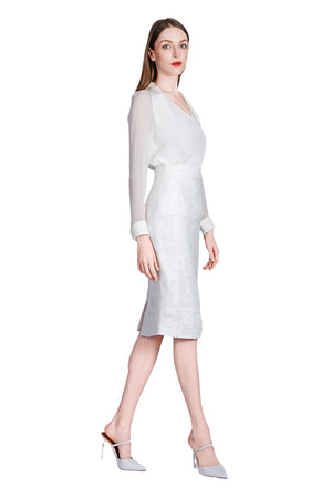 Josi Organza Burnout Pencil Skirt