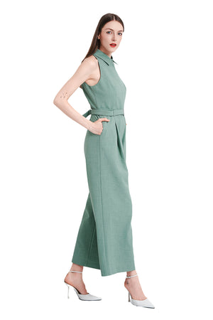 Miucia Linen Halter Jumpsuit in Light Green