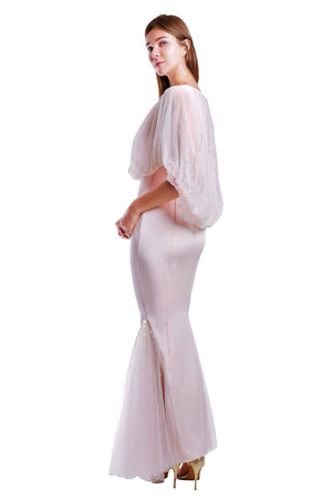 Abigale Tulle Cape with Satine Gown