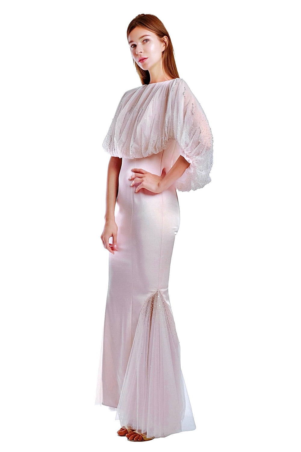 Abigale Tulle Cape with Satine Gown