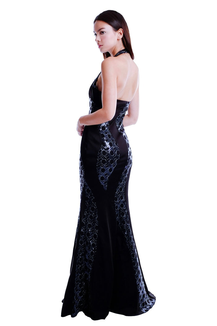 Elina Sequins Halter Gown