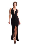 Scarlet Luxe Jersey Gown in Metallic French Lace in Black