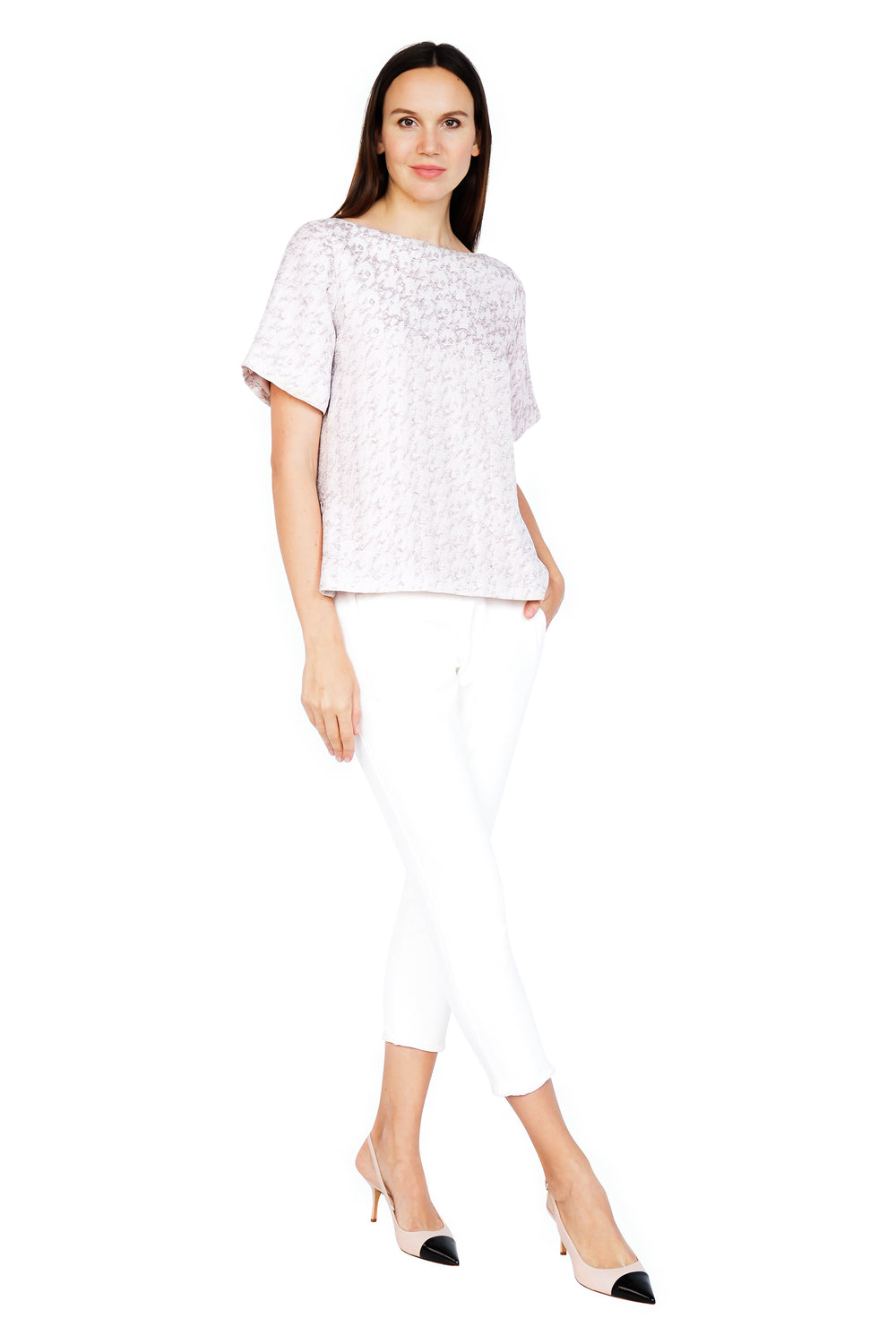 Maxine Jacquard Two-Way Open Zipper Top