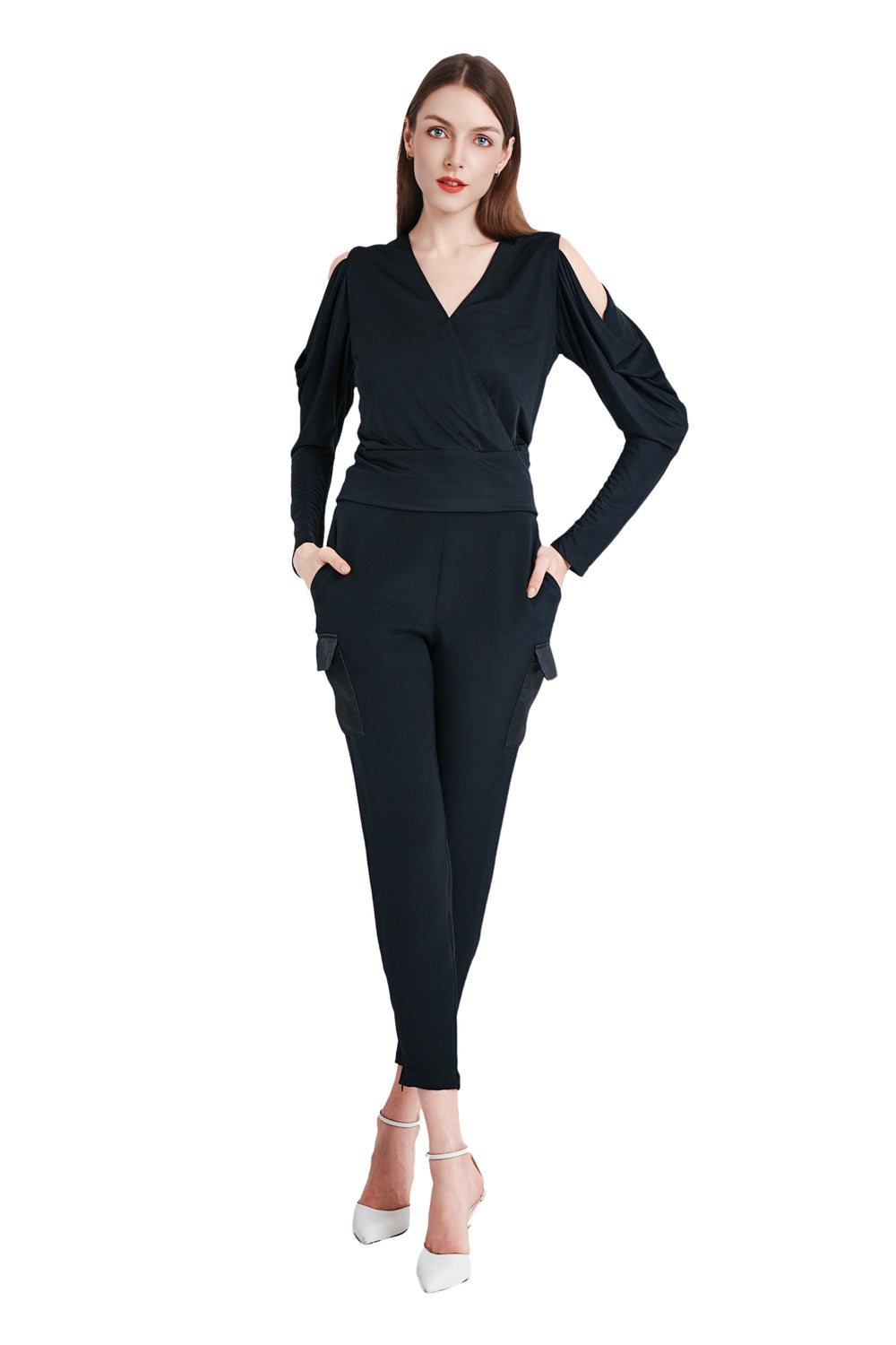 Jayden Cargo Style Silk Crepe Pants