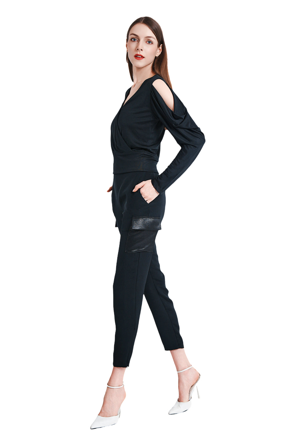 Solene Drape Shoulder Jersey Top