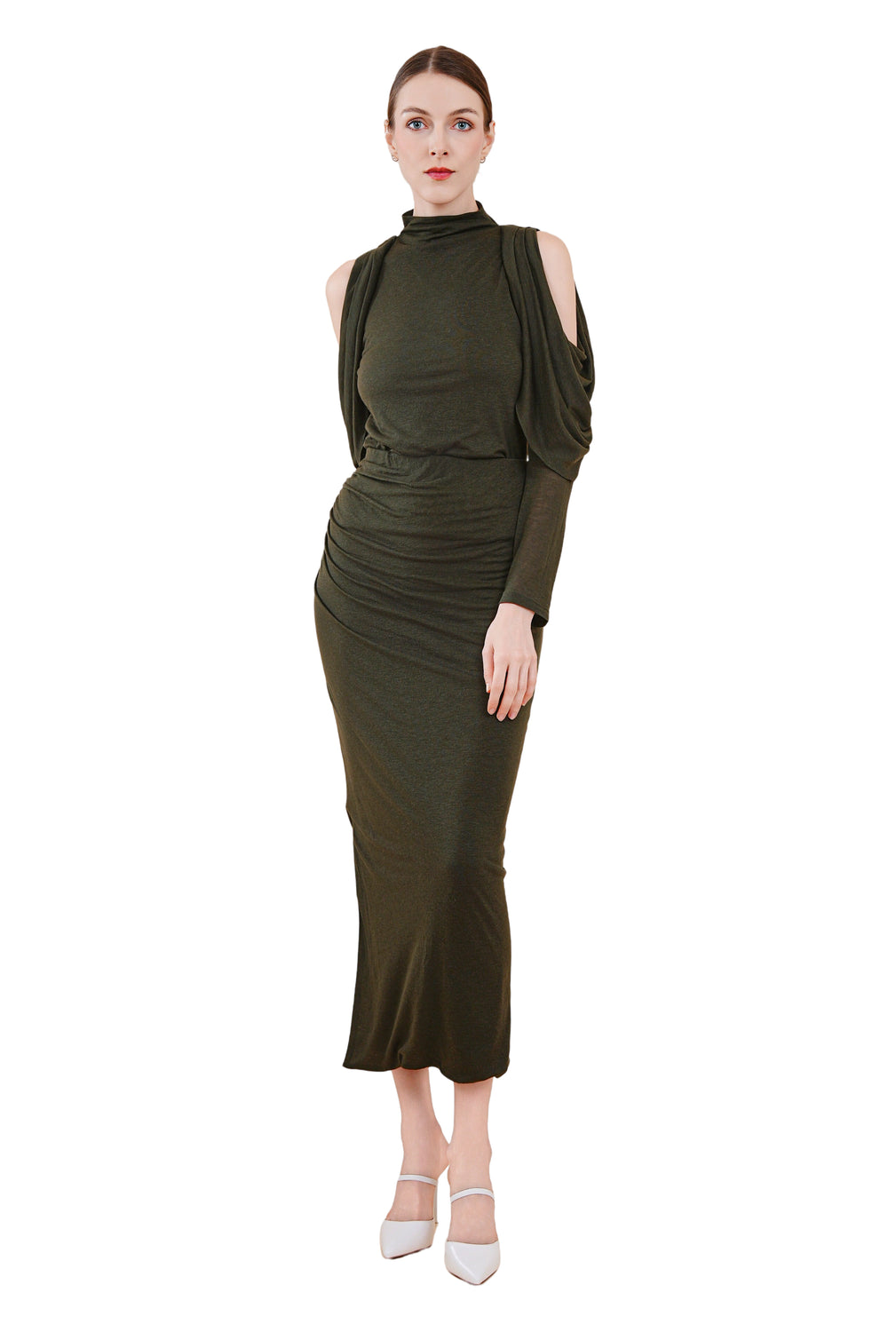 Goya Open-Shoulder Drapery Top
