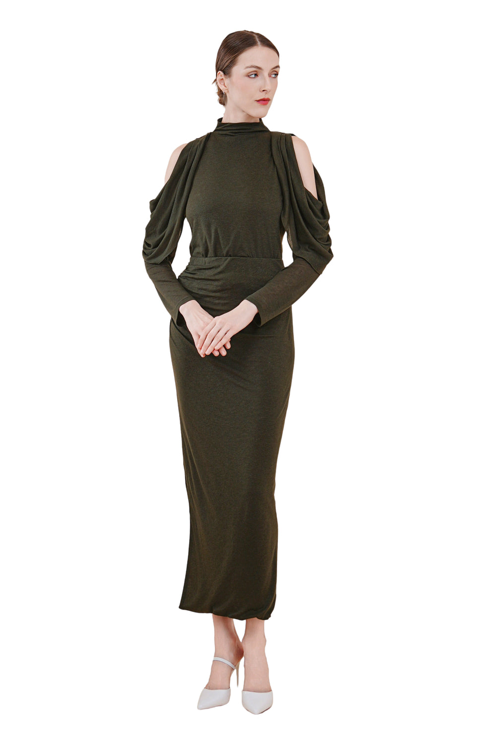Goya Open-Shoulder Drapery Top