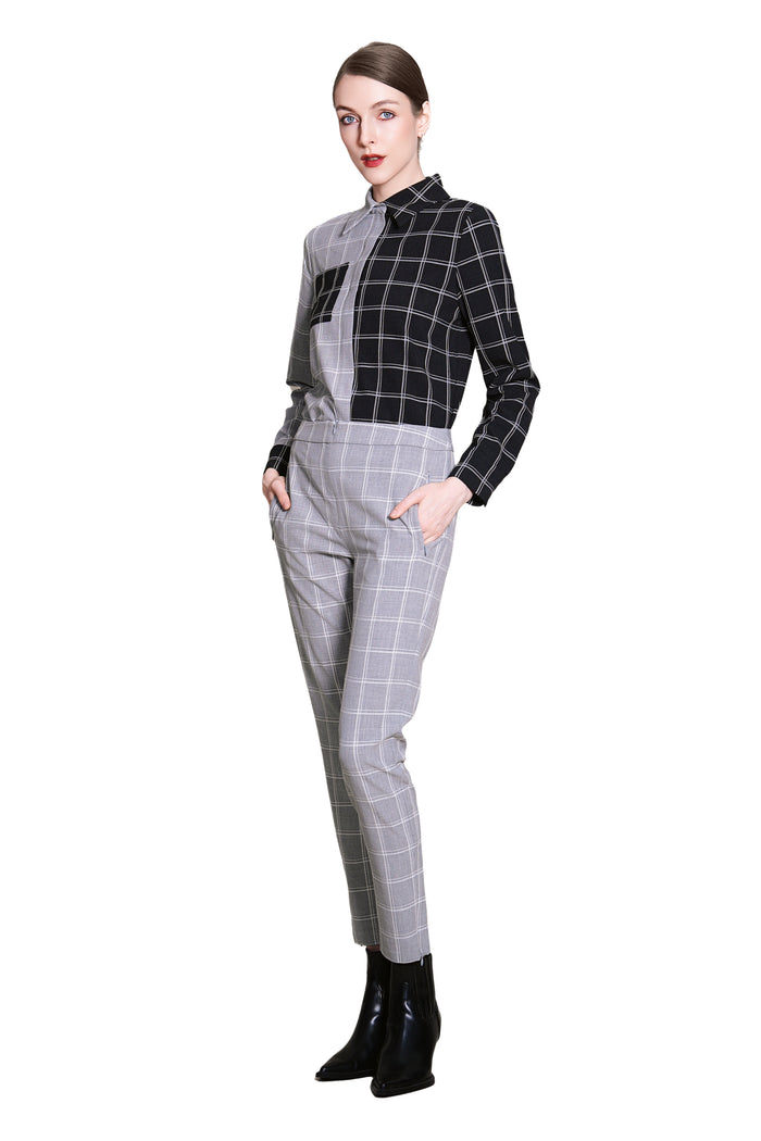 Jadina Trousers in Checkered Wool Suiting