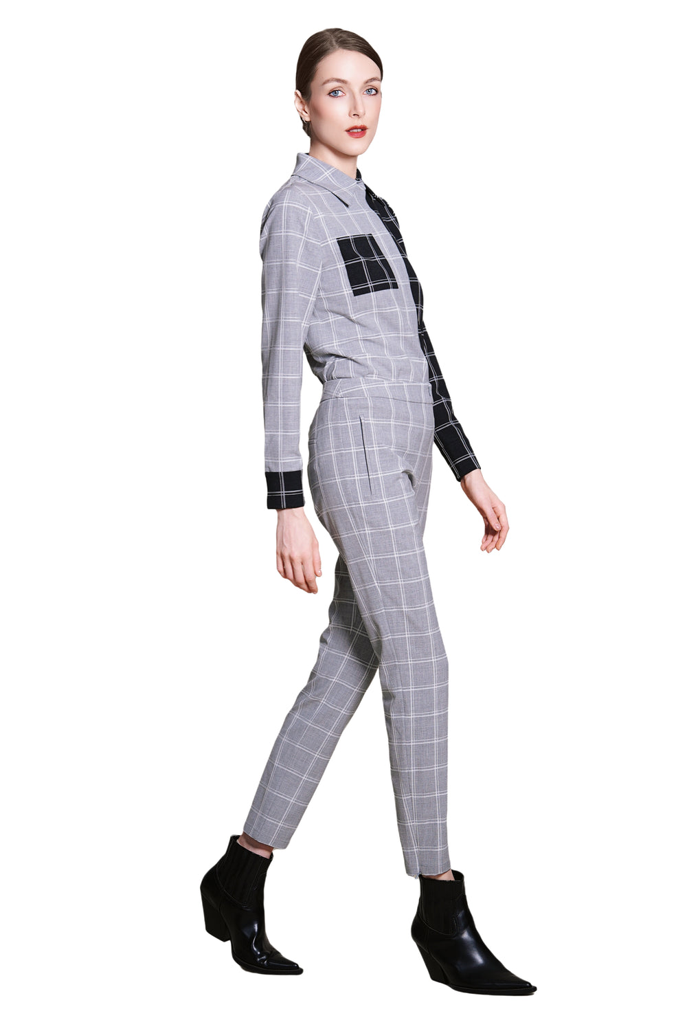 Jadina Trousers in Checkered Wool Suiting