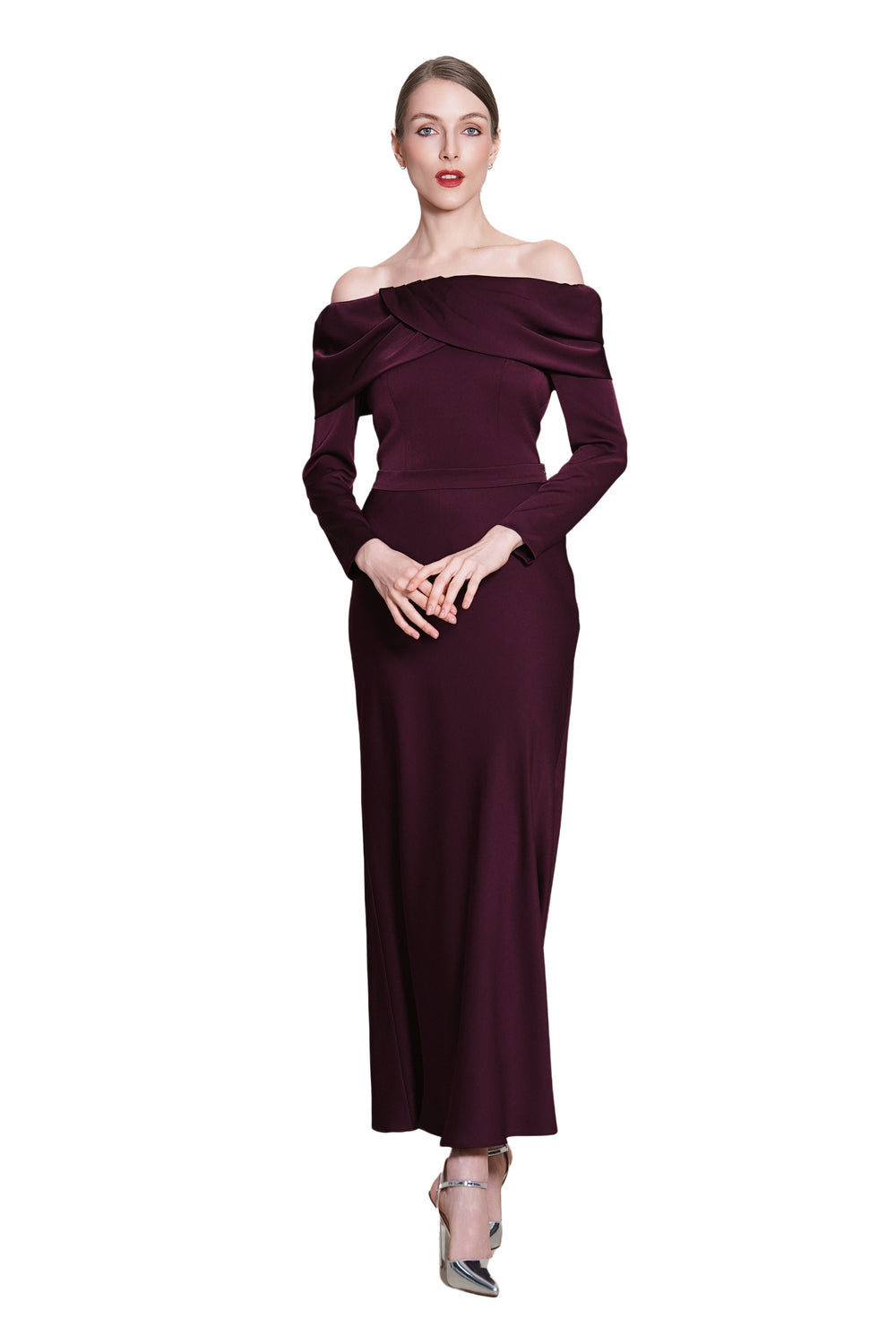 Joycelyne Evening Off-Shoulder Satine Top