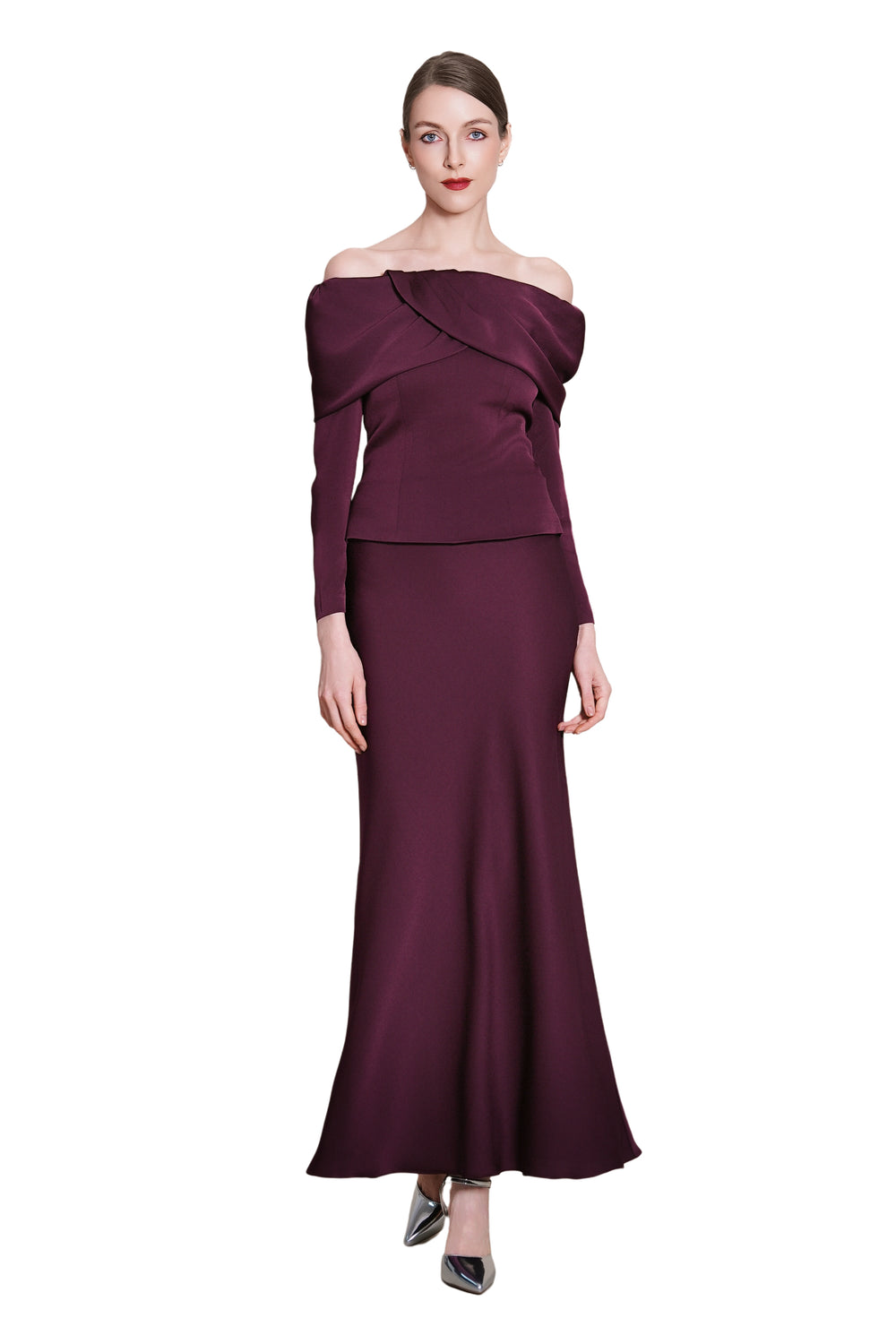 Joycelyne Evening Off-Shoulder Satine Top