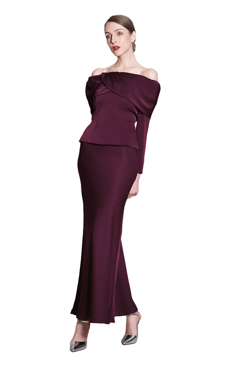 Joycelyne Evening Off-Shoulder Satine Top