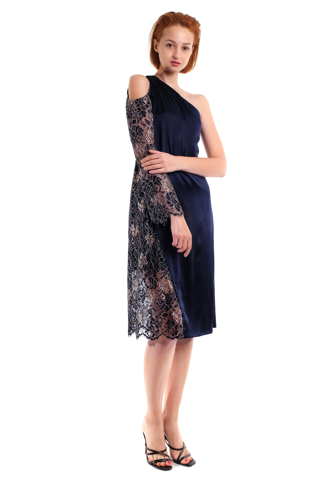 Aerith Silk Lace One-Shoulder Dress
