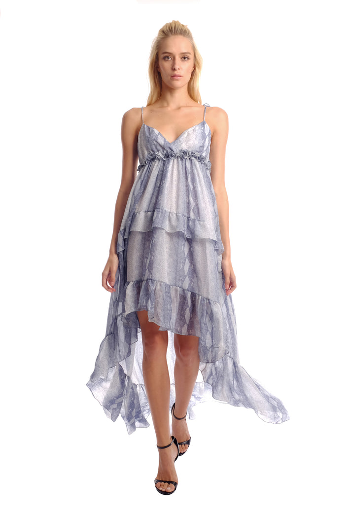 Narita Silk Chiffon Cascade Dress