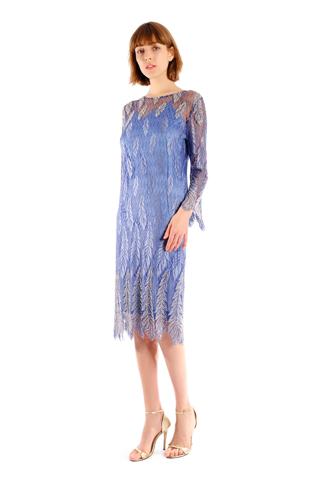 Dia Lace Embroidered Dress (Blue)