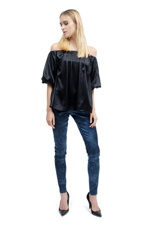 Marie Off-Shoulder Silk Charmeuse Top