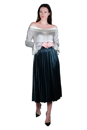 Jayden Pleated Velvet Skirt