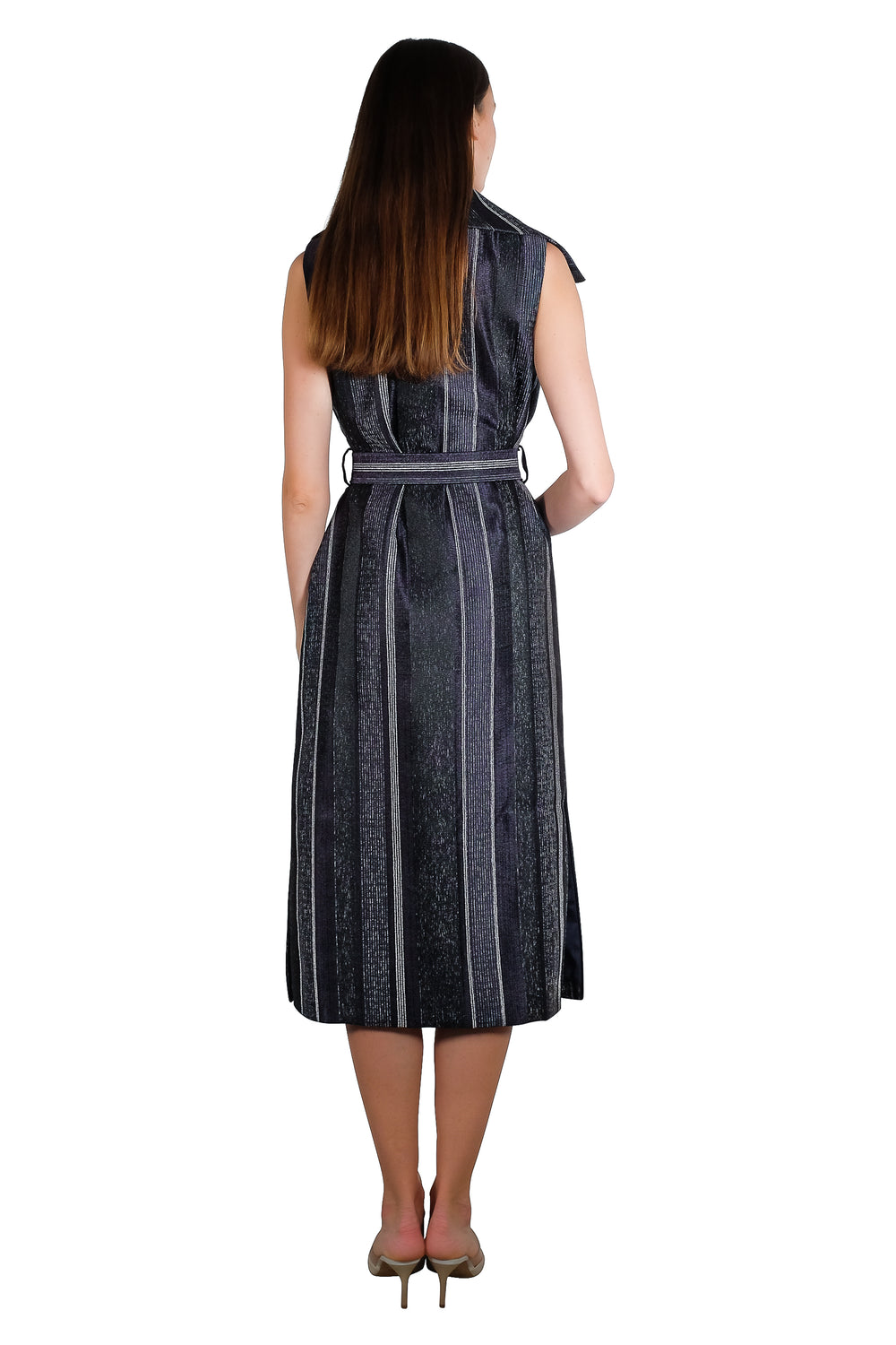 Bea Maxi Sleeveless Tweed Trench in Dark Blue/Grey