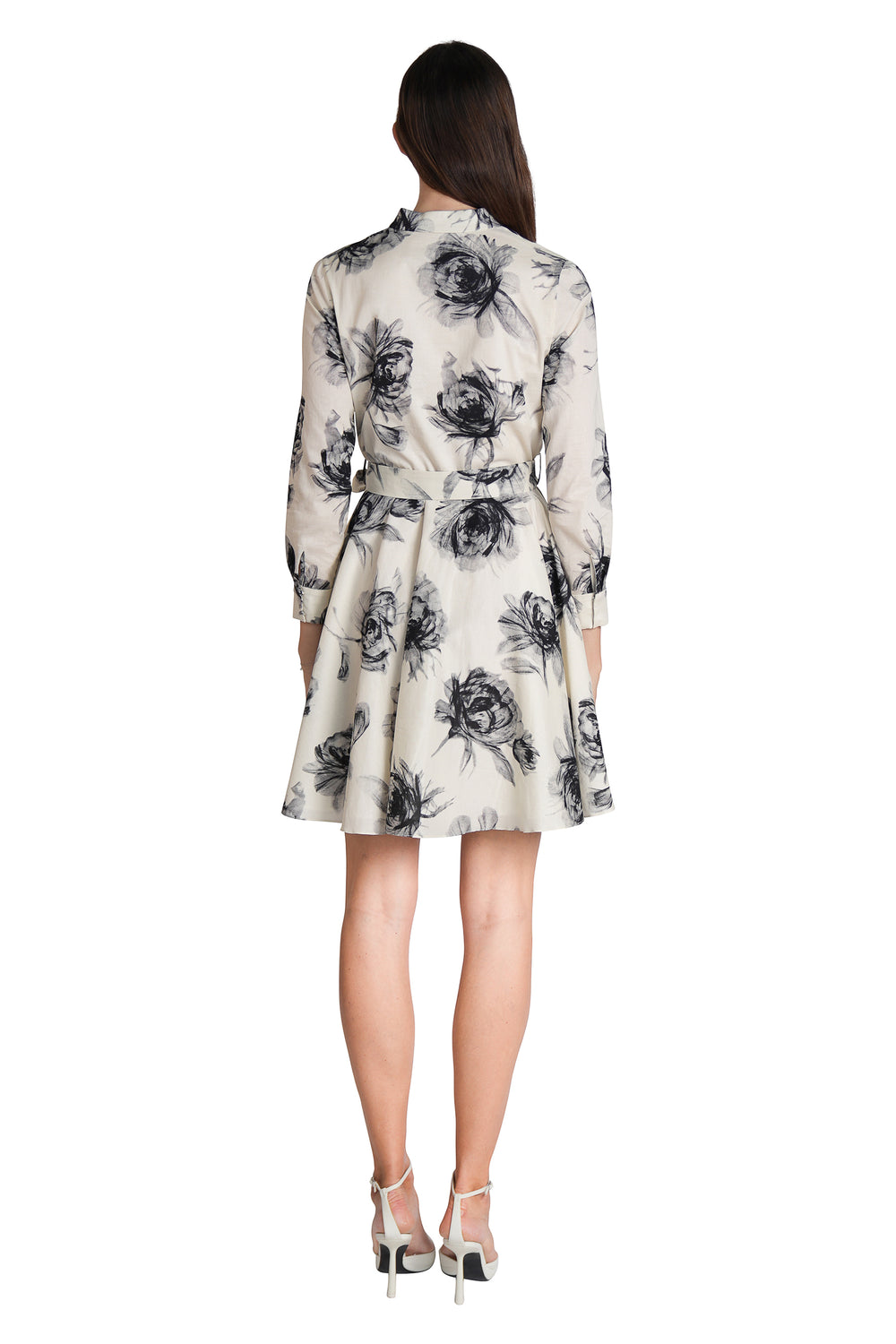 Imalda High-neck Zipper Flared Shirtdress