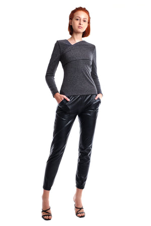 Kelley Track Style Leather Pants