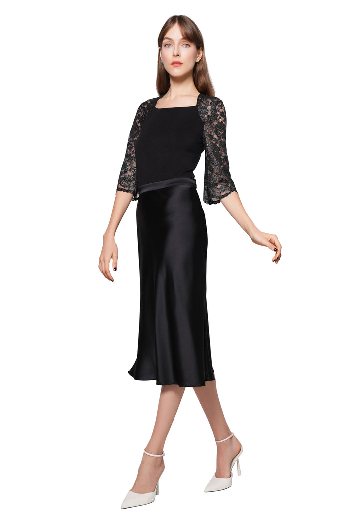 Ira Bias Cut Silk Charmeuse Skirt